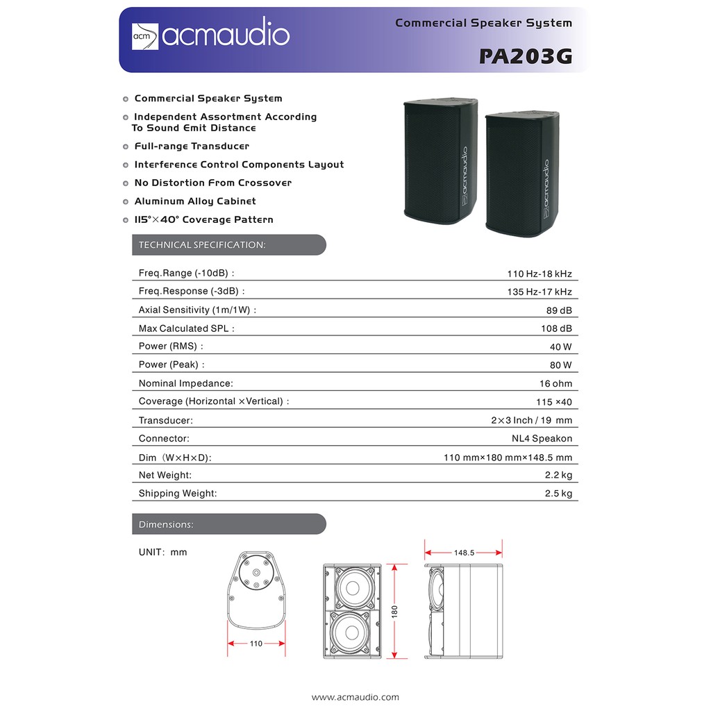 ACM Audio PA203G Commercial Speaker System | Shopee Malaysia