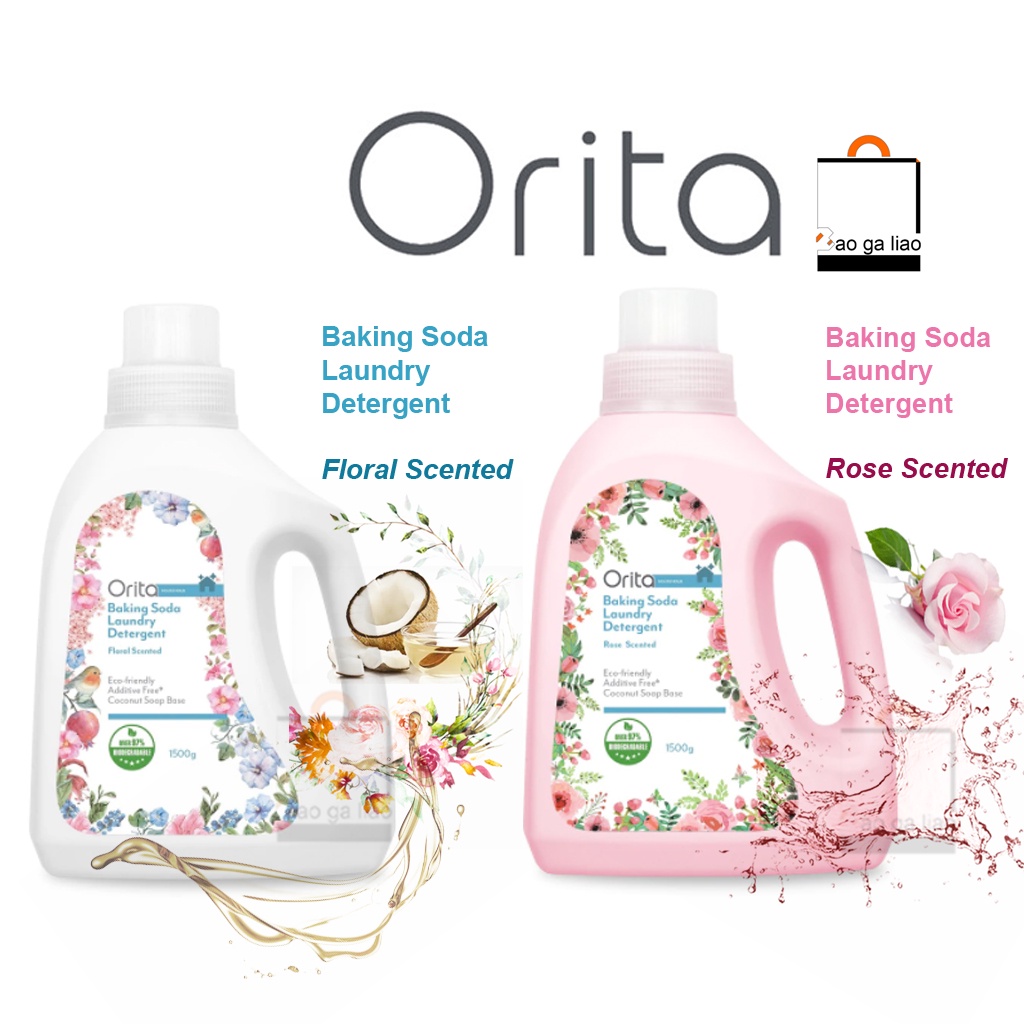 Bao Ga Liao ORITA Baking Soda Laundry Detergent( ORIGINAL FLORAL SCENTED OR ROSE ) 1500gms 1.5L