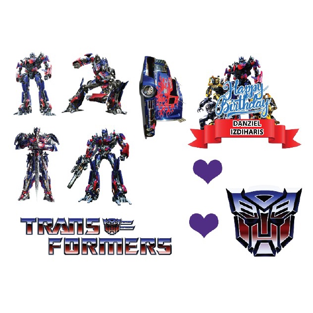 OPTIMUS PRIME TRANSFORMERS Cake Topper Cupcake Topper Kek Topper ...