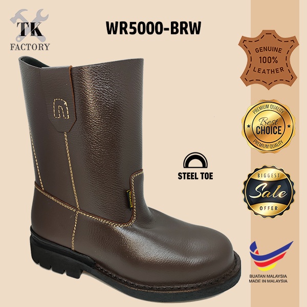 High Cut Hard Leather Safety Shoes / Safety Boots Steel Toe Cap / Work Shoes / Kasut Kerja Kulit