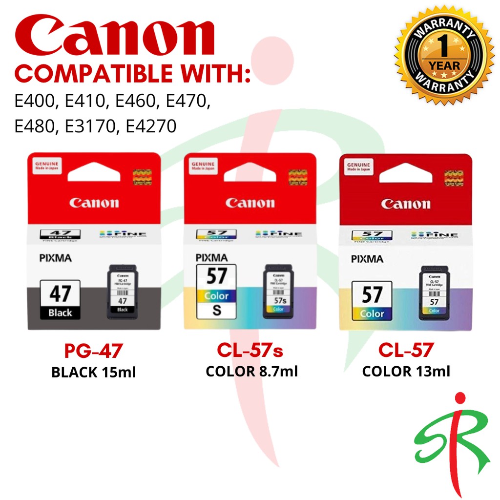 Canon PG-47 CL-57s CL-57 For E Printer-Series E410/E470/E400/E460/E480 ...