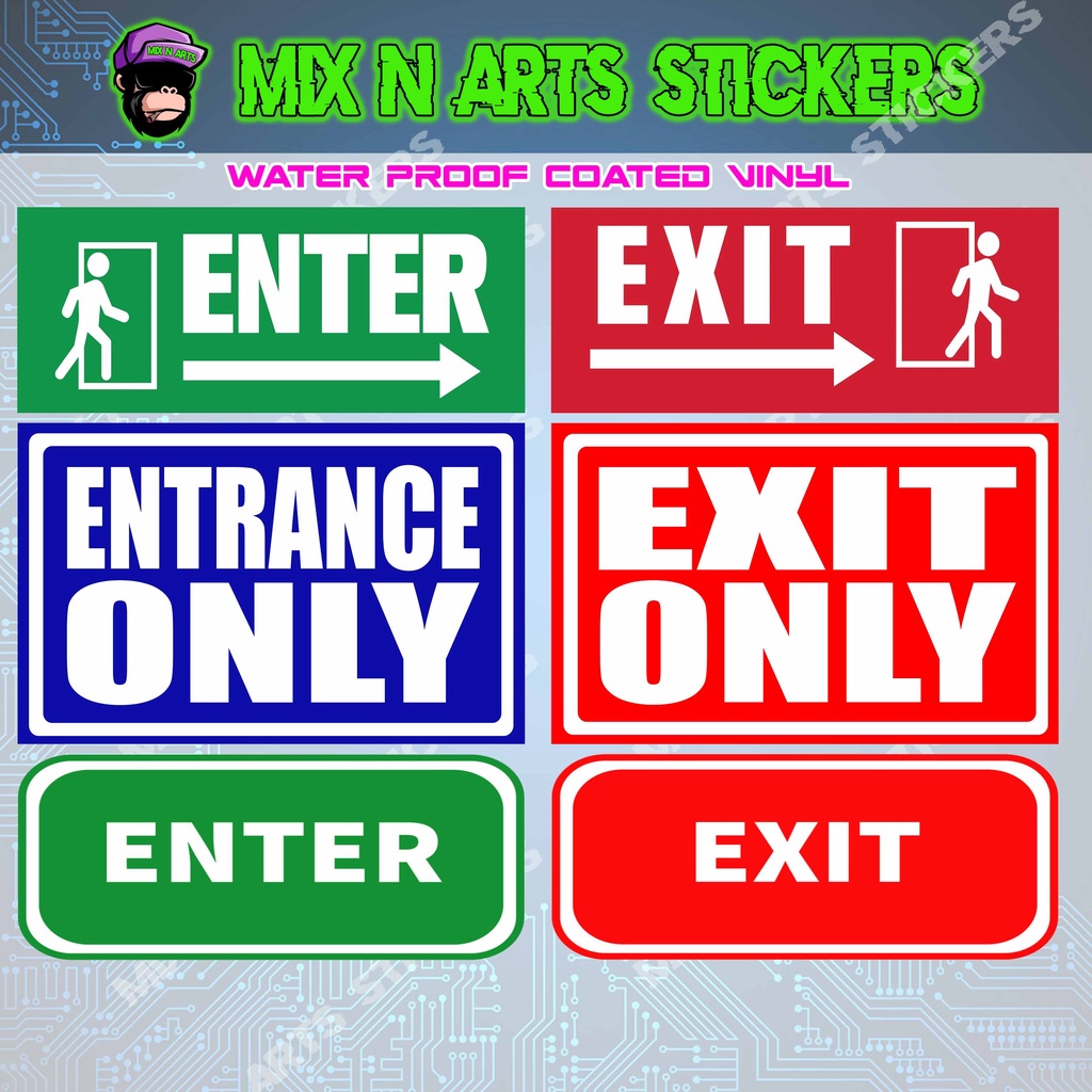 Entrance Exit Signage Waterproof Vinyl Sticker for Motorcycle Tumbler ...