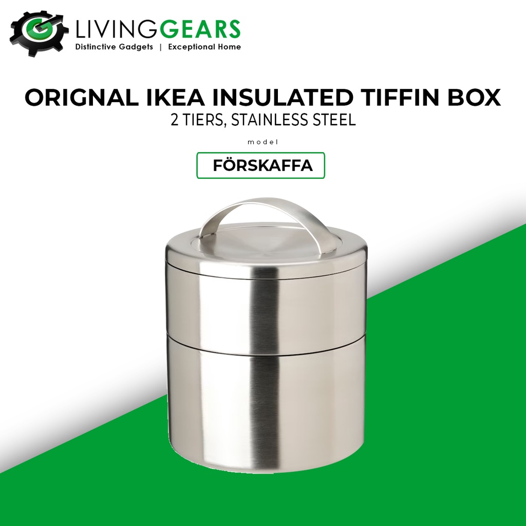 FÖRSKAFFA insulated tiffin box, 2 tiers, stainless steel - IKEA