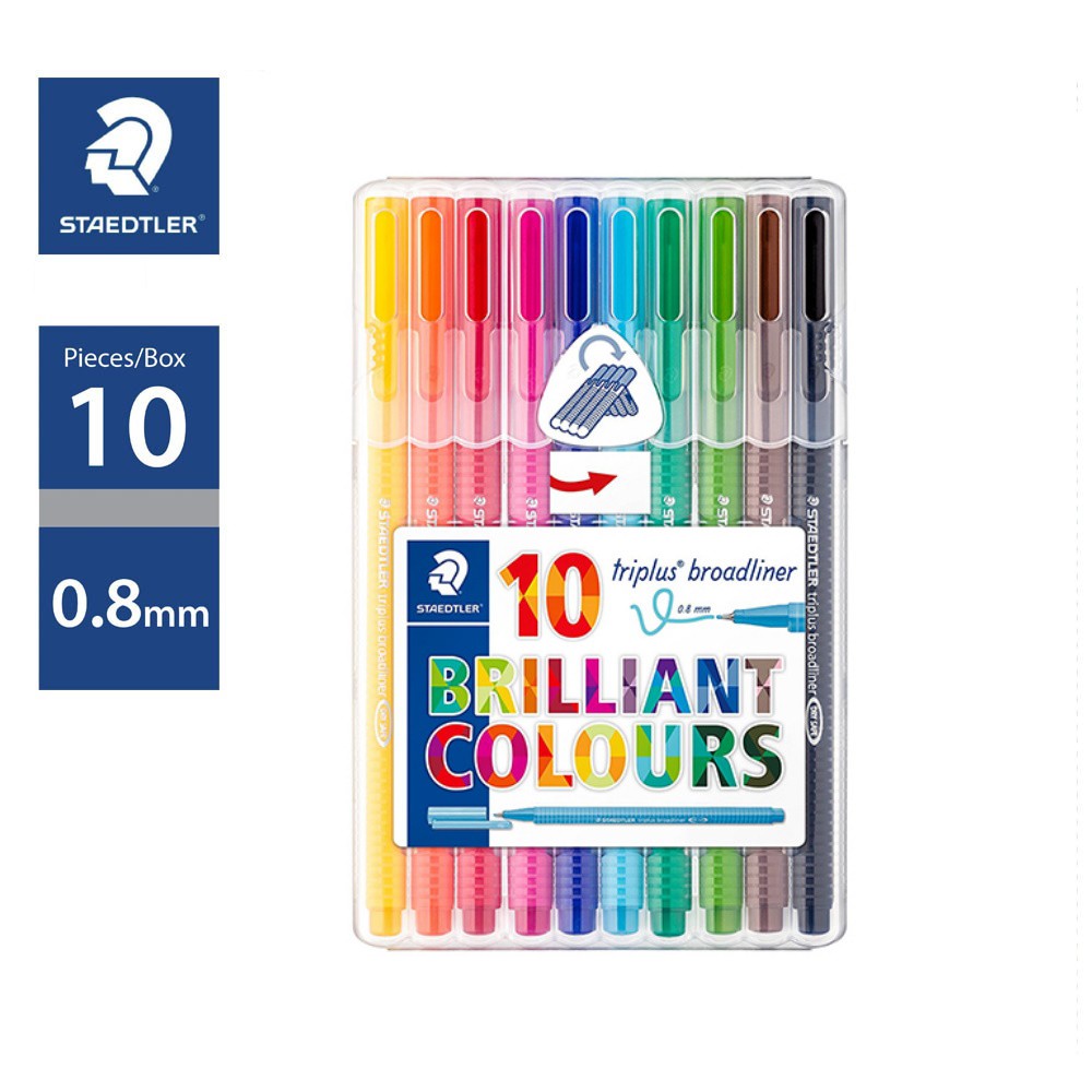 STAEDTLER Triplus Broadliner Set 0.8mm (10 Brilliant Colours) | Shopee ...