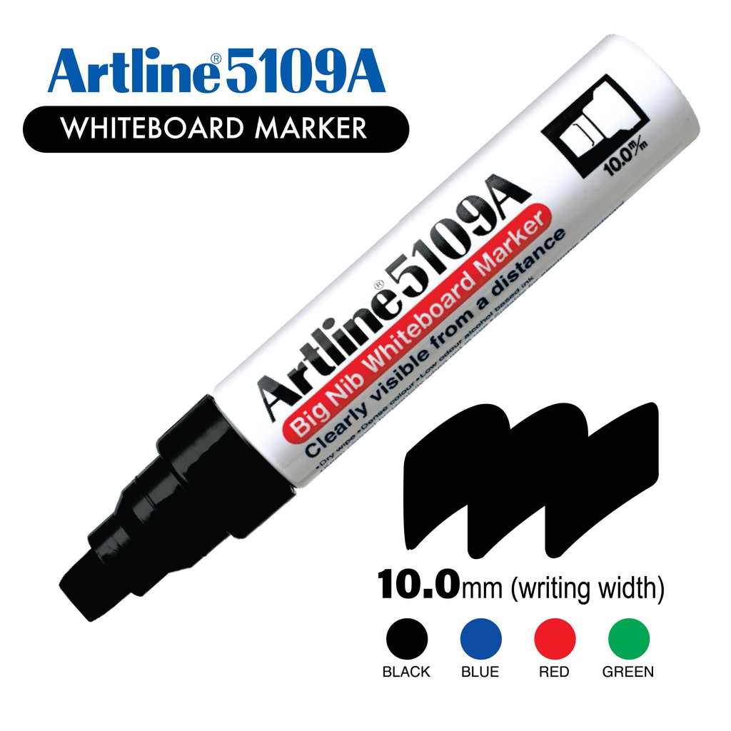 Artline 5109a Whiteboard Marker 10mm Chisel Nib Blue BOX6 : 159003 | The Stationery Store
