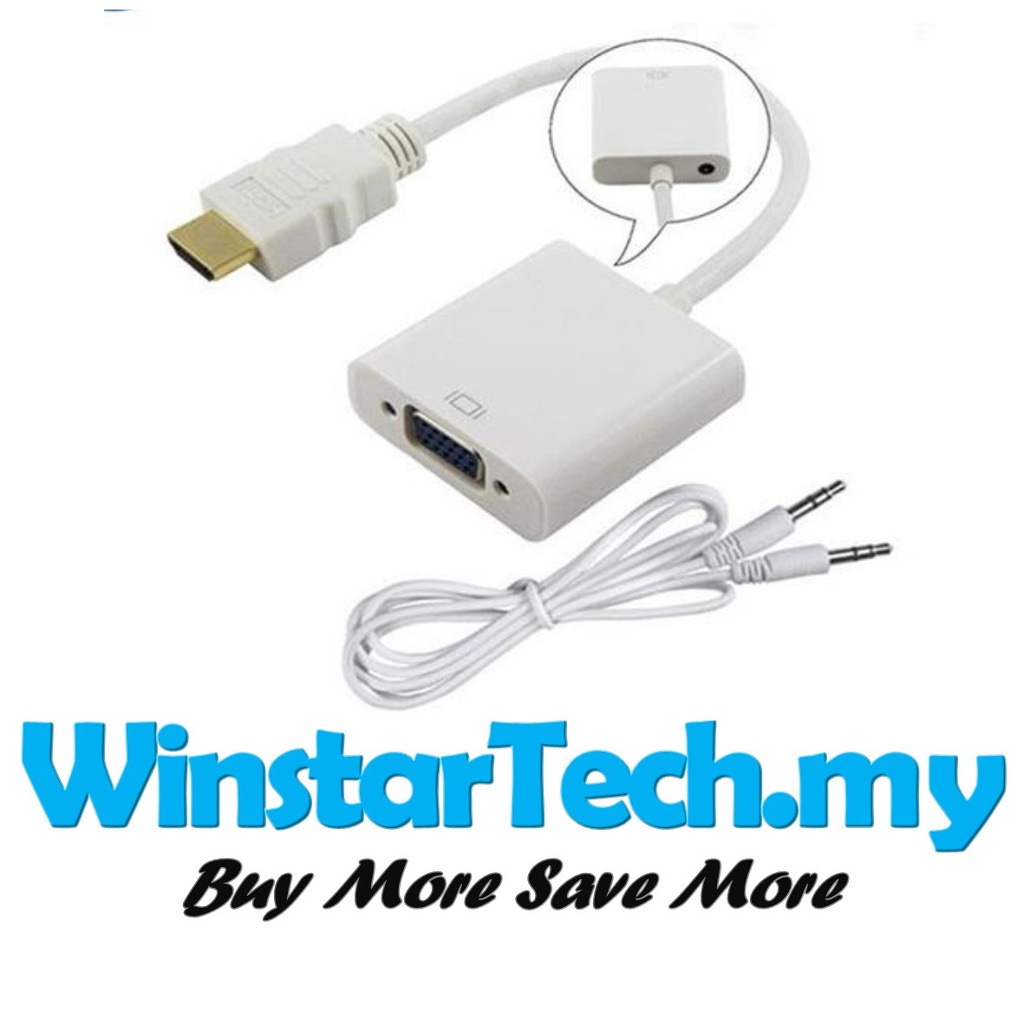 HDMI to VGA Audio Cable Adapter Converter Male To Female Video Full HD ...