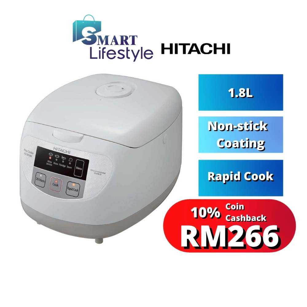 Karasia Enterprise - Hitachi Rice Cooker, Microcomputer Series, RZ-ZH18Y 4  Different Modes for your convenience; - White / Jasmine Rice - Porridge -  Brown Rice - Steam. Visit An Authorised Hitachi Dealer