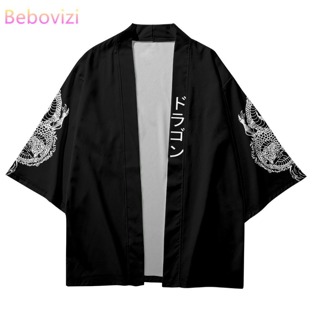 Street Wear Samurai Asian Clothing Japanese Style Sleeve Dragon Print ...