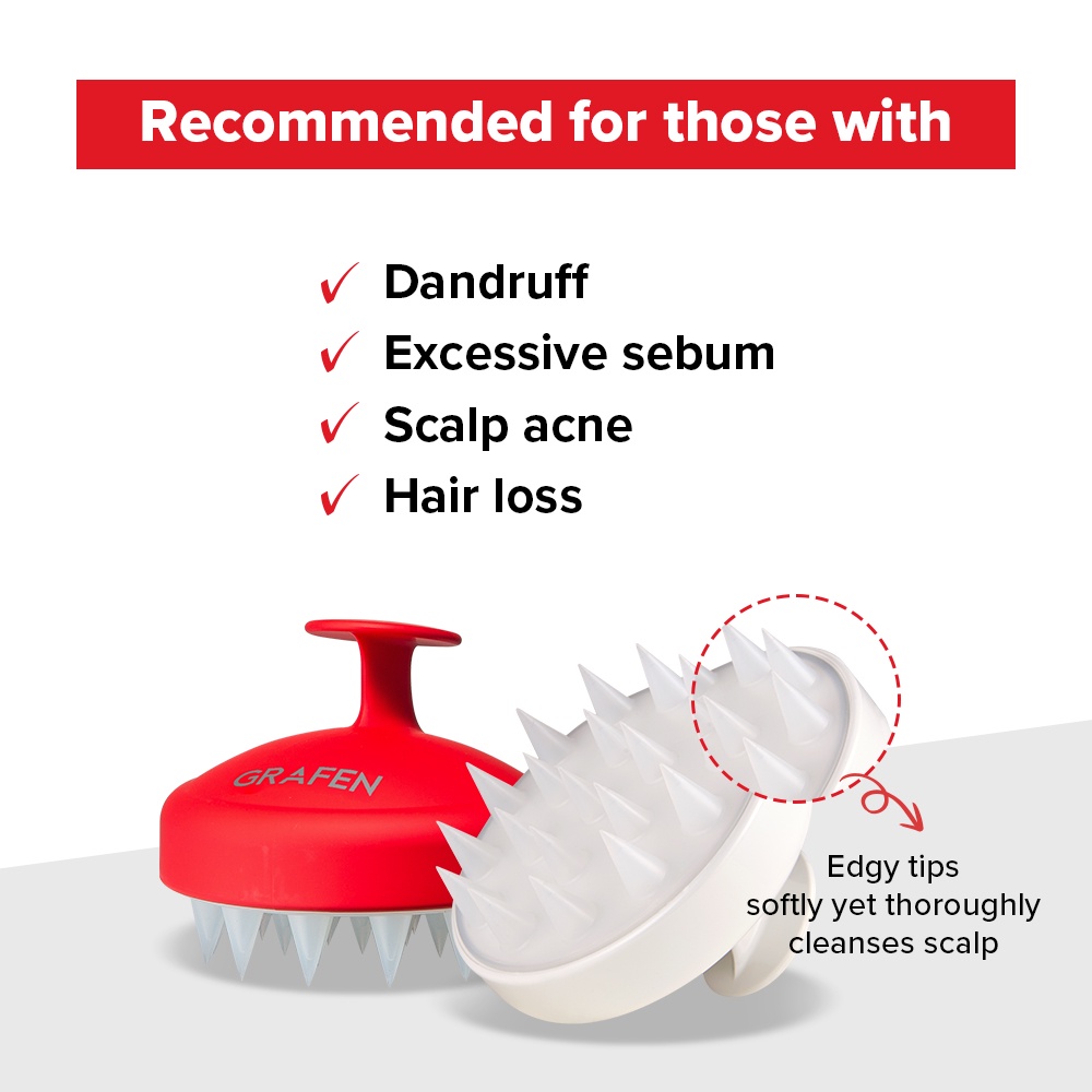 [GRAFEN] Edge Finger (Red/White) [Scalp Massager Brush, Improves Blood ...