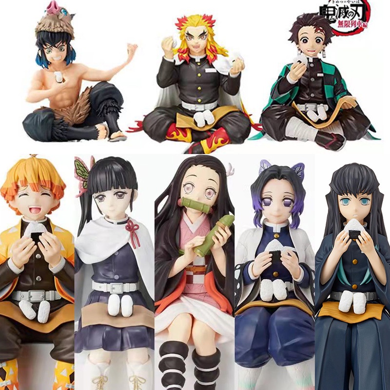 Anime Demon Slayer Sitting PVC Figure Tanjirou Nezuko Zenitsu Inosuke ...
