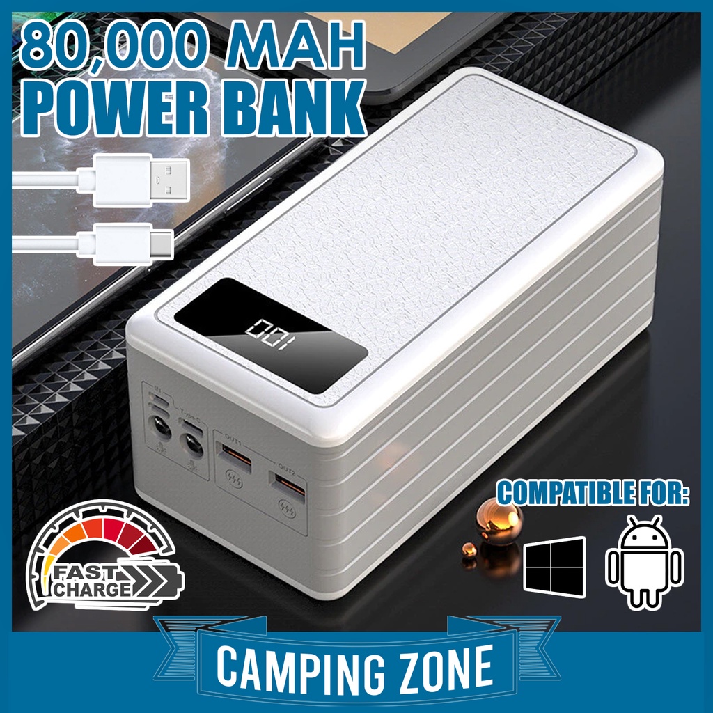 80000mah Power Bank 2 Usb 225w Fast Charging External Battery Powerbank Led Digital Display 8277