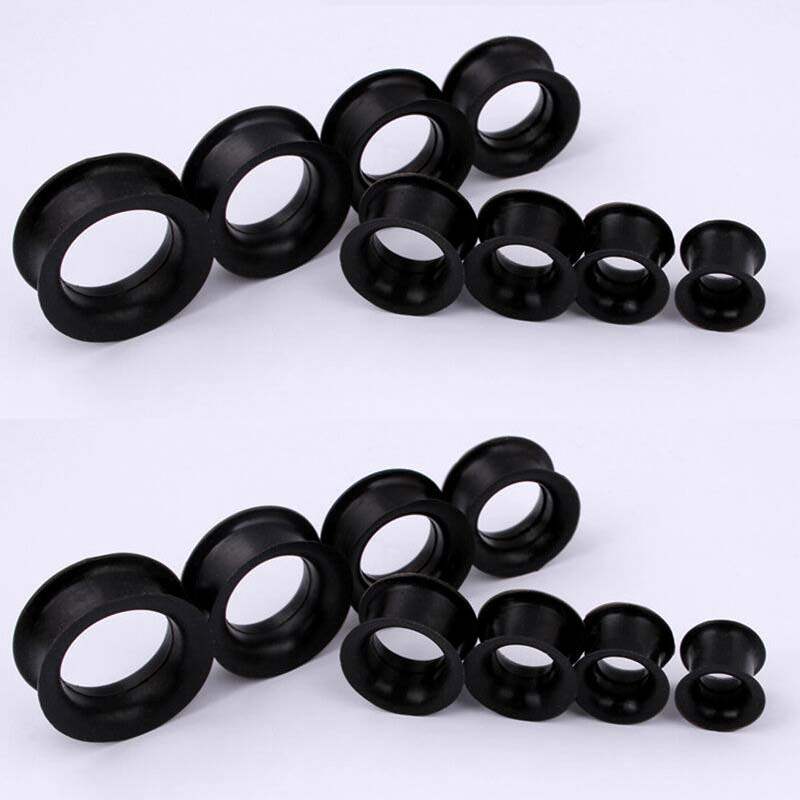 Ear Stretching Silicone Tunnel Black Pair Plug Expander Kit Taper Gauge