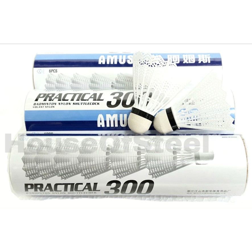 Amusi 300 NYLON Badminton Shuttlecock (6pcs/tube) Plastic Shuttlecock (Bulu  Tangkis PVC)