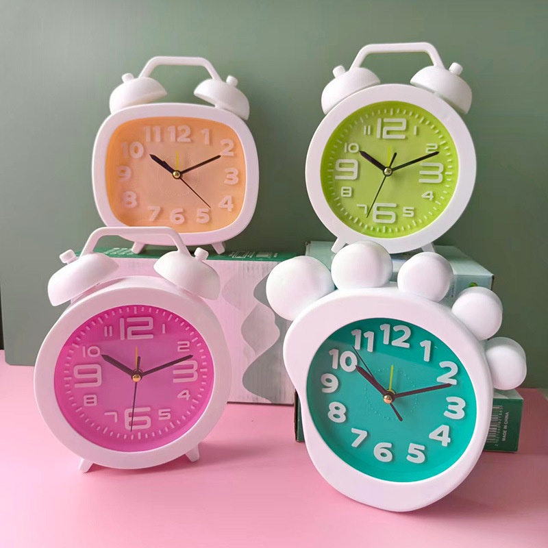 Mute Snooze Alarm Clocks Square Round Quartz Home Table Silent Analogue