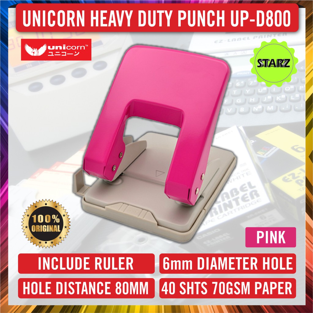 Unicorn Heavy Duty 2 Hole Puncher 40 Sheet Capacity / Adjustable Ruler ...
