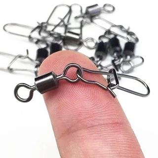 A Box of 50pcs Stainless Steel Fishing Rolling Barrel Swivel Barrel Snap  Swivel Ball Bearing Solid Rings Connector for Quick Connect Fishing Lures  Connector Fishing ccessories Fishing Tackle 