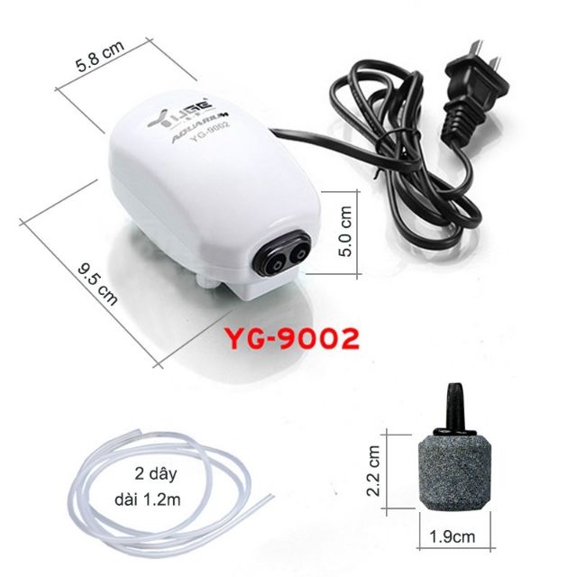 OXY Yg-9002 machine creates oxygen bubbler for aquariums with 2 heads ...