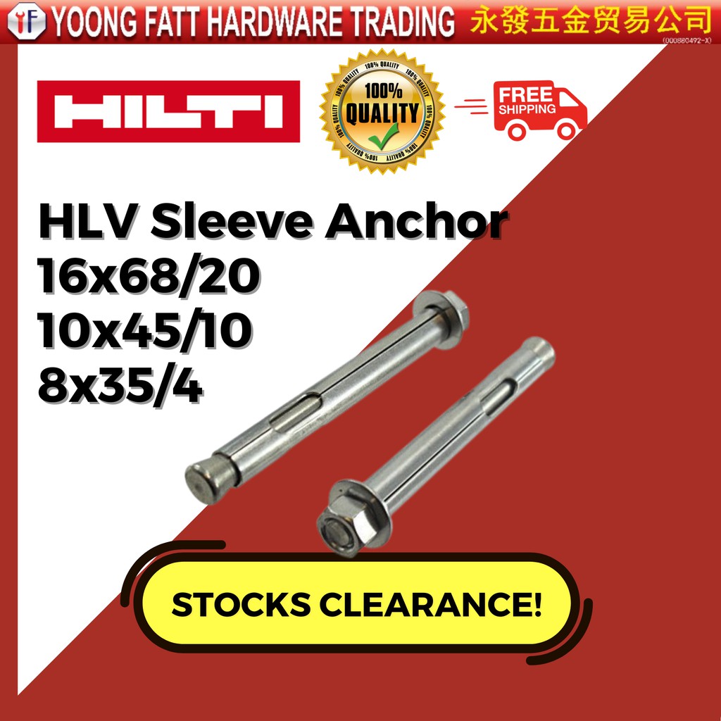 STOCK CLEARANCE HILTI HLV Sleeve Anchor/Hilti original/Made By Hilti In China/Hilti sleeve