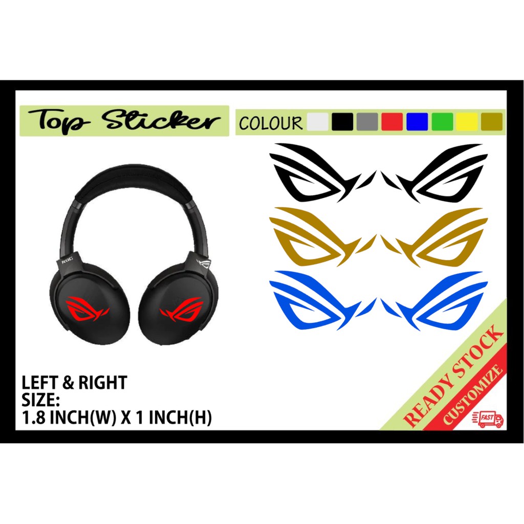 2 PCS LEFT&RIGHT ROG REPUBLIC OF GAMERS EARPHONE STICKER ASUS ACER HP ...
