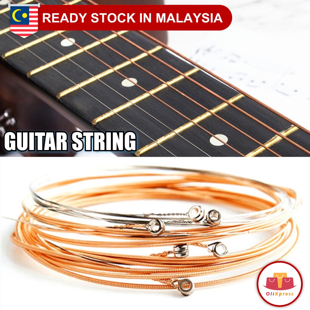 Ready Stock 6 pcs set Guitar Strings Rainbow Brass Colorful