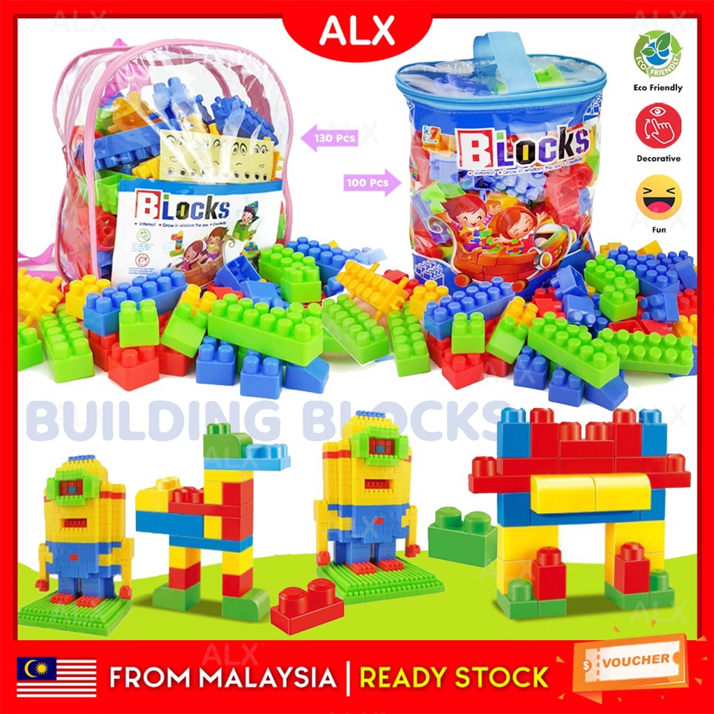 ALX 100/130pcs Educational Building Blocks Kids NO-TOXIC Toys DIY ...