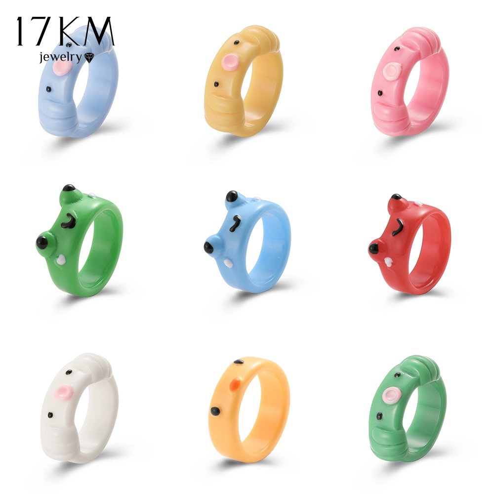 17KM Colorful Fashion Resin Rings Octopus Frog Ring for Women Jewelry ...