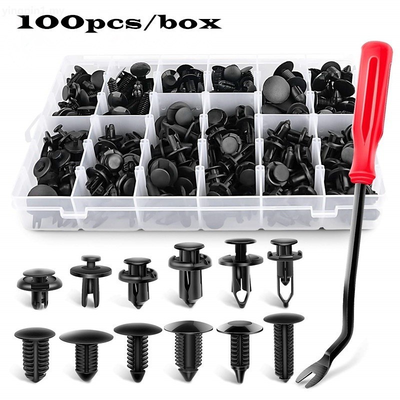 100 Pcs/box Automobile Bumpers Hole Plastic Push Screw Rivet Door