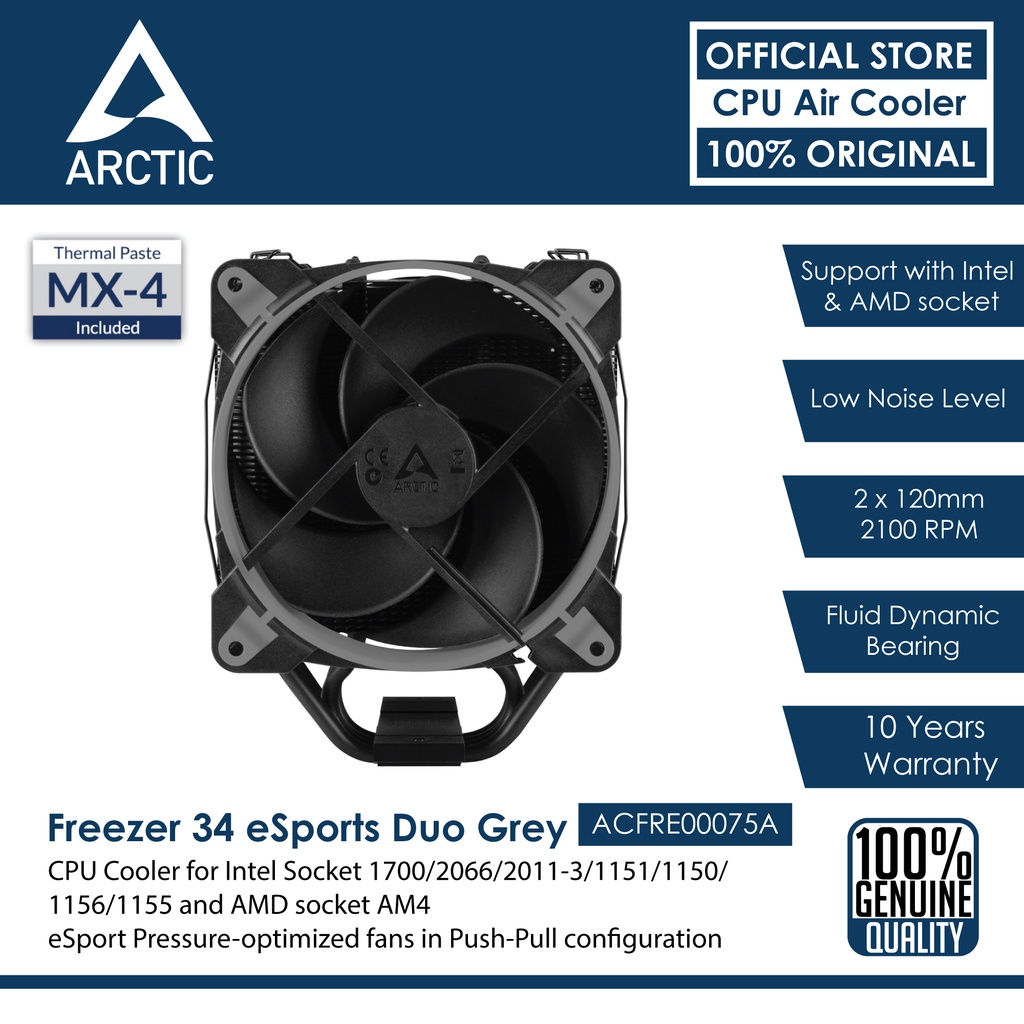 ARCTIC Freezer 34 eSports DUO Tower CPU Cooler with BioniX P-Series Fans  Black ACFRE00075A Shopee Malaysia