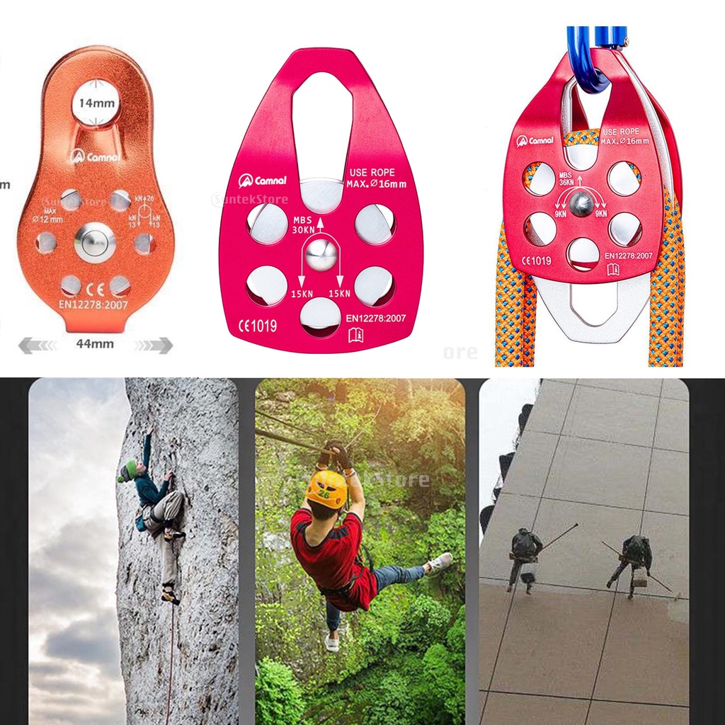 thumbnail image 2 of 26KN UIAA Certified Climbing Pulley - Aluminium Alloy Swivel Block For 12mm Rope Rescue 2 of 11