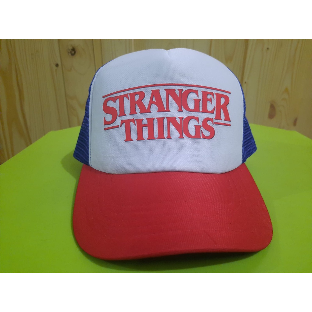 MERAH Blue Red Net / Trucker Hat - Stranger Things Logo | Shopee Malaysia