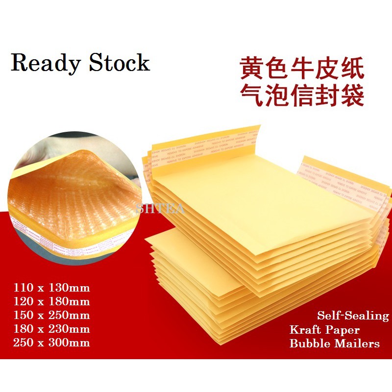 10pcs Bubble Wrap Envelope Mailer Yellow Poslaju Paper Double Post Shopee Malaysia