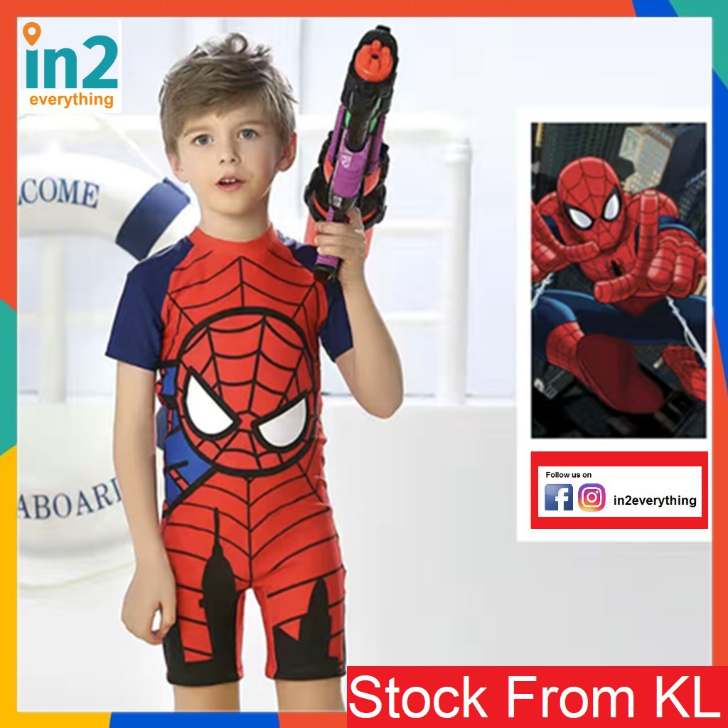 Kids Boys Spiderman Swimsuit Short Sleeve Swimming suit Cute BABY Boy