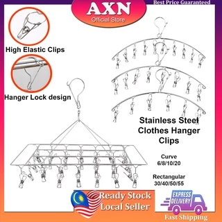 Ready Stock Malaysia】10pcs Nylon Coated Metal Hanger 8 Shape Hanger /  Drying Clothes Hanger / Penyangkut Baju Besi