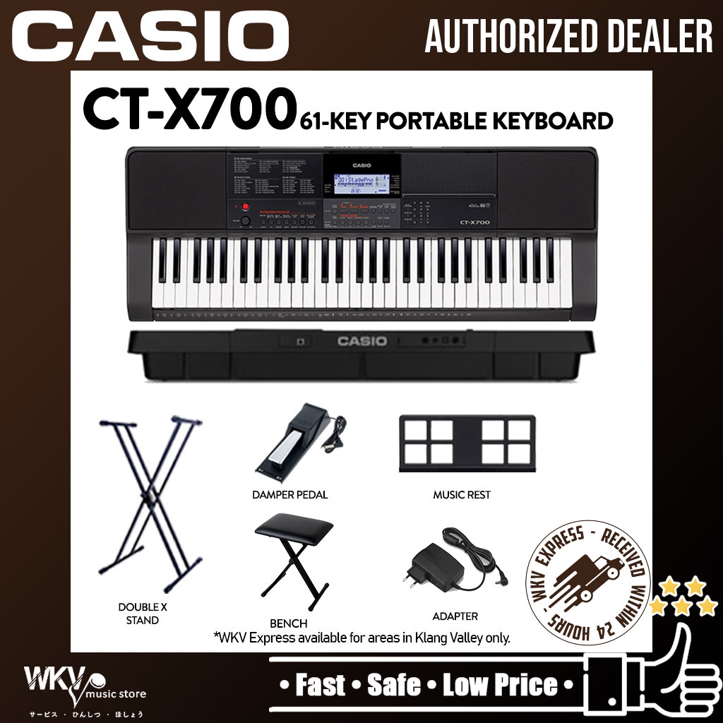 Casio CTX700 61Keys Portable Keyboard Package Bench, Stand, Pedal