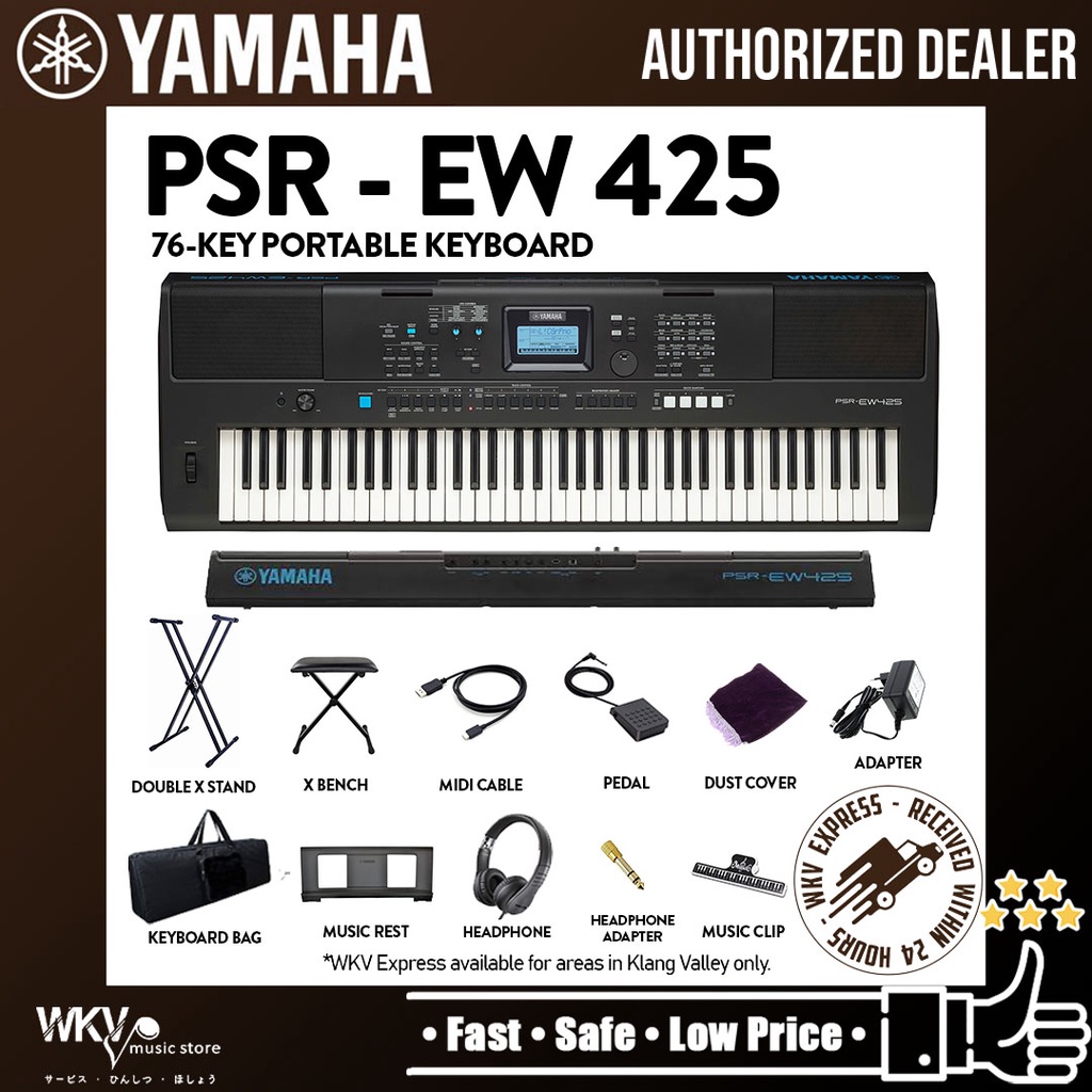 Yamaha PSREW425 76key Portable Keyboard Package (PSREW425 / PSR EW425
