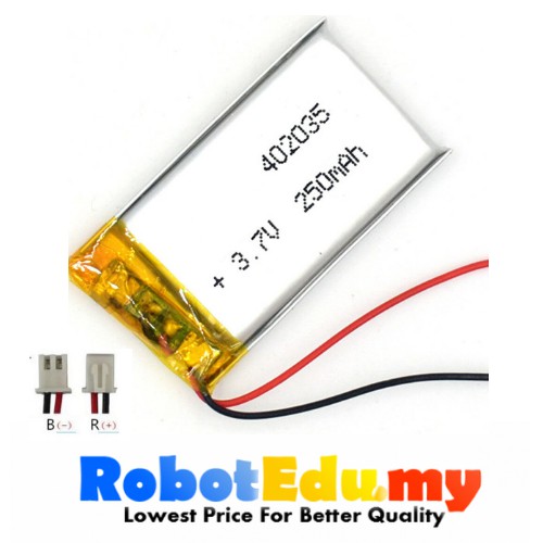3.7V 250MAH 0.5C 402035 042035 RECHARGEABLE LIPO LI-PO Bateri / Battery MP3 CAR GPS