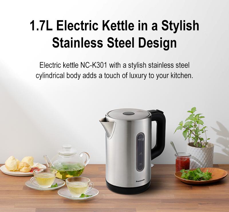 PANASONIC NC-K301 ELECTRIC JUG KETTLE 1.7L STYLISH STAINLESS STEEL DESIGN NC-K301SSK  | Shopee Malaysia