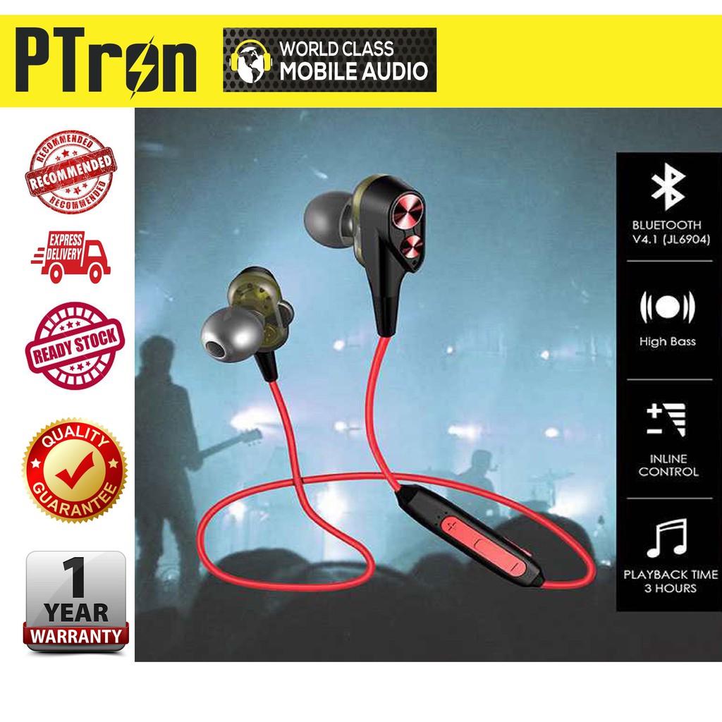 PTron BT Boom 4D Wireless Earphones Shopee Malaysia