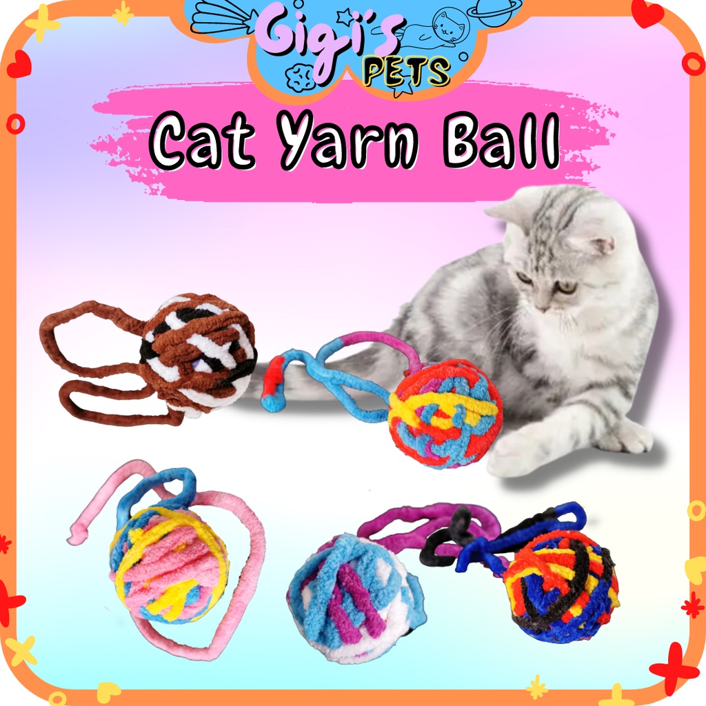 Colorful Woolen Yarn Ball with Bell for Cat- Bite Resistant Furry ...