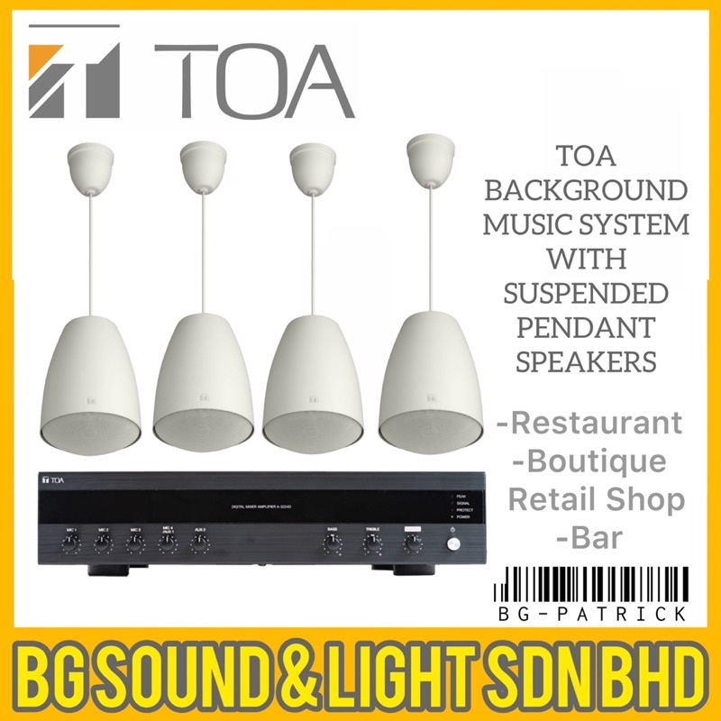 TOA Background Music Set with Suspended Speaker | Restaurant | BAR ...