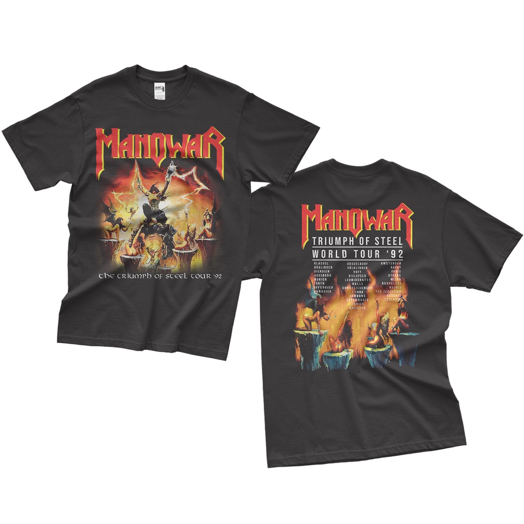 READY STOCK Top Quality Metal Band Shirt Custom Print Streetwear Manowar The Triumph Of Steel