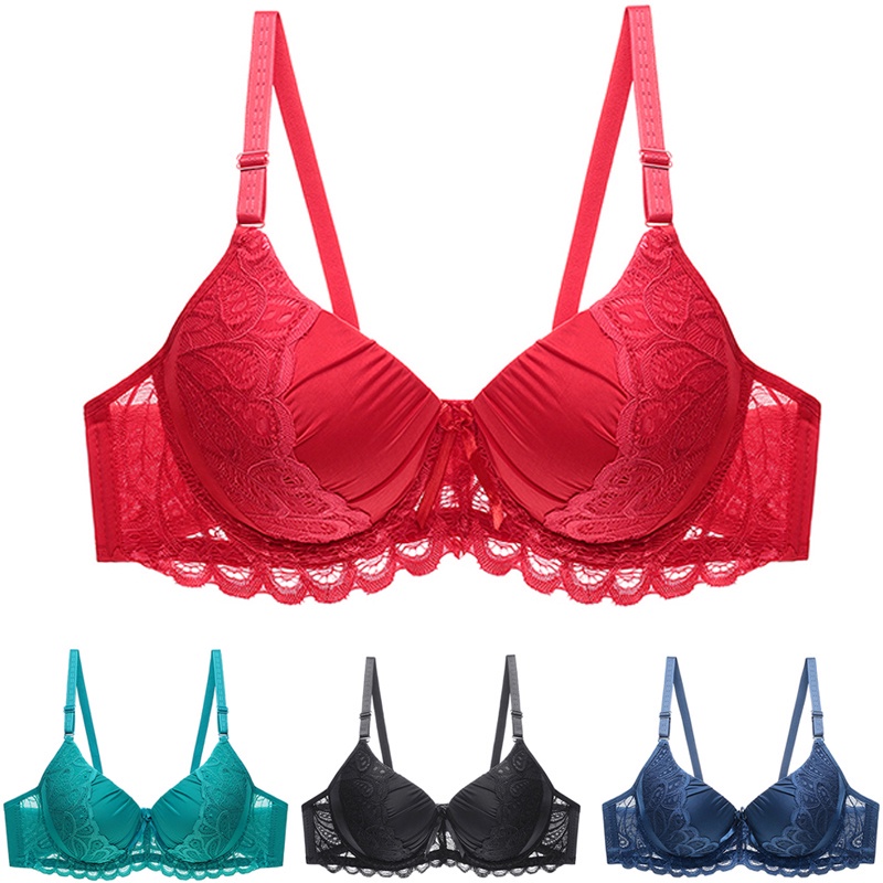 Julexy B C Cup Sexy Bra Underwear Push Up Women Bra Lace Solid Bralette