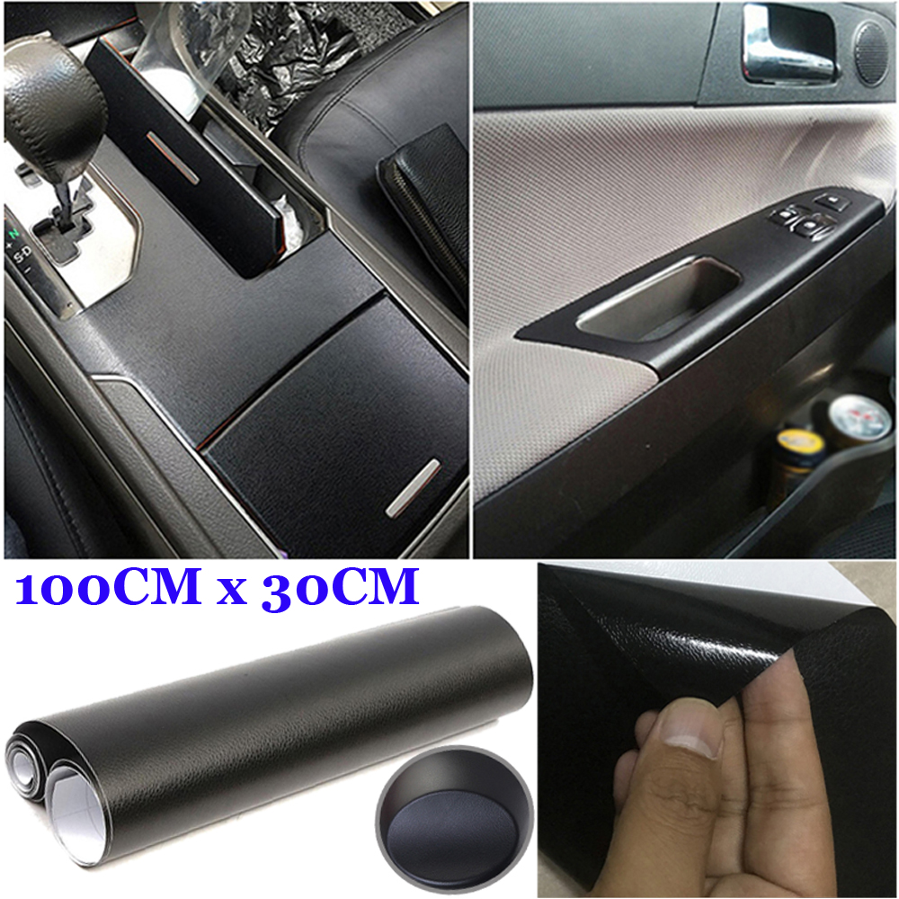 Automotive Interior Grain Leather Skin Textured Vinyl Wrap Black - Foto 9