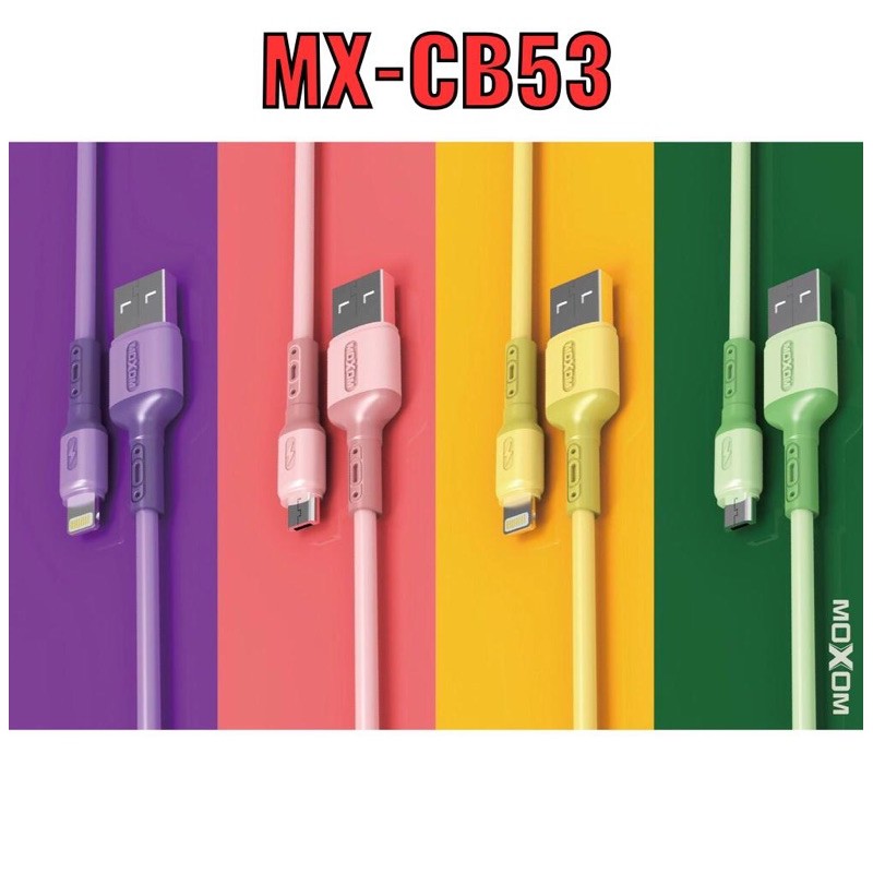 Original 1 Meter Moxom Fast Charging Cable Silicone Candy Color Rainbow