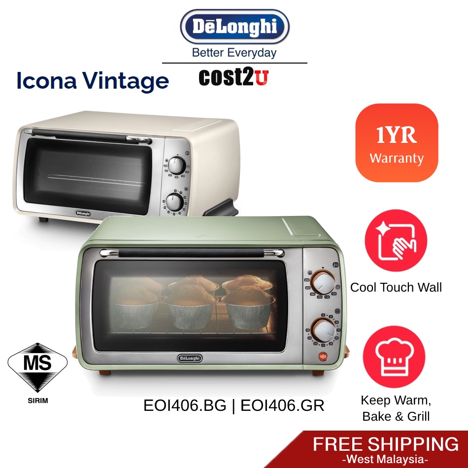 De longhi Icona Vintage Oven Toaster 9L EOI406.BG EOI406.GR