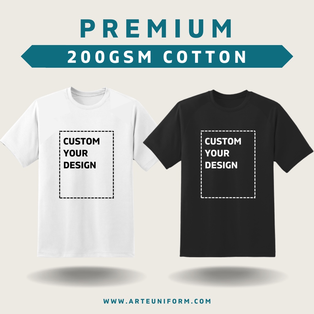 CUSTOM T-shirt Printing Premium Cotton Print T-shirt Cetak Baju Short ...