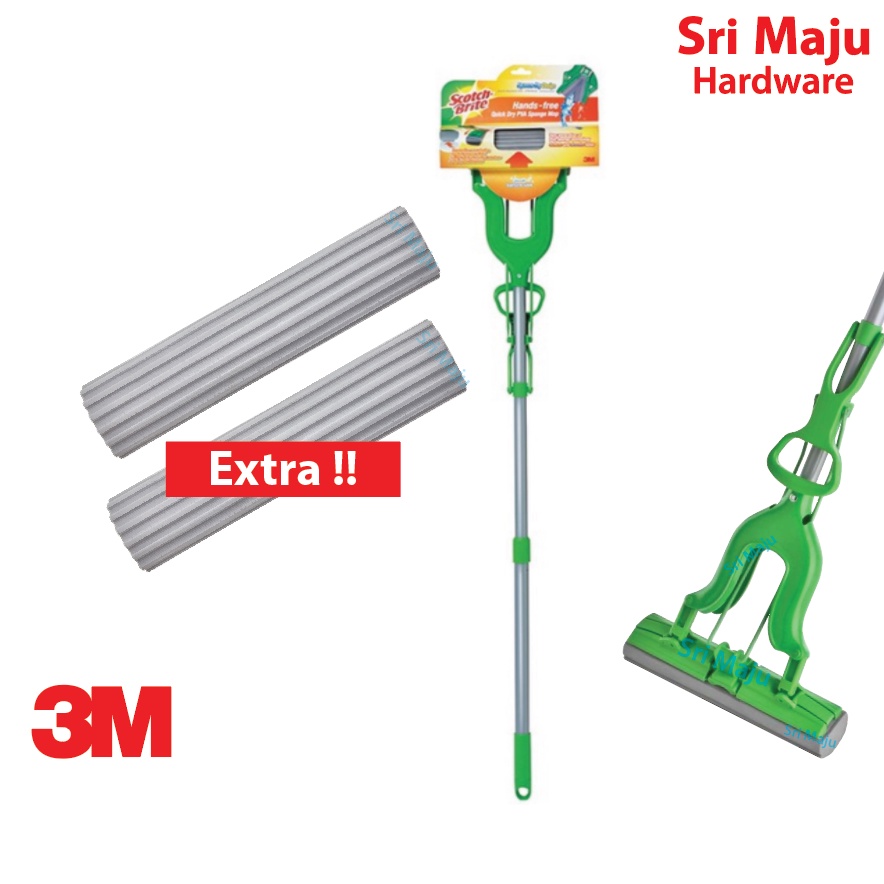 MAJU 3M Scotch Brite Quick Dry PVA Sponge Mop Hands Free Squeeze Dry