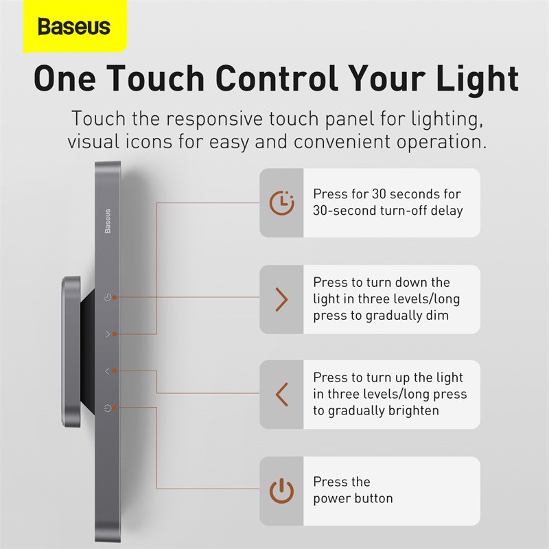Baseus Night Light Hanging Magnetic LED Table Lamp Stepless Dimming ...