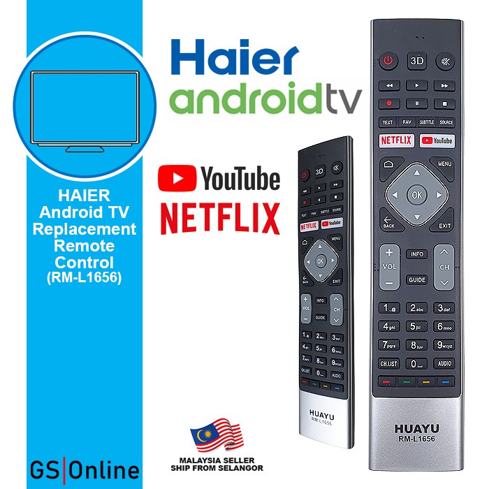 Haier Android Netflix YouTube Smart LED TV Replacement Remote Control ...