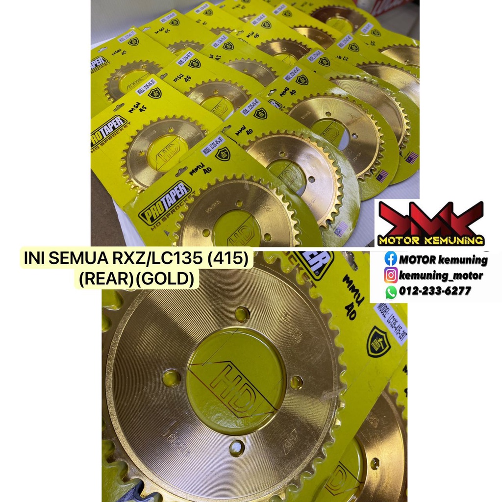 PROTAPER SPROCKET LC135/RXZ/Y15/FZ PTPSK 415 REAR CP1 GOLD EMAS KILAT